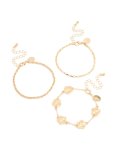 Goldair Gold Ribbed Flower & Chain Bracelets 3-PACK