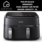 Philips Black 3000SERIES Dual Basket Air Fryer Bigger Capacity - 9L