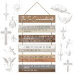 The Ten Commandments Christian Home Wall Decor Art Wooden Hanging Bible Verse For Home Bedroom Living Room Church Farmhouse Gard