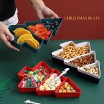 4-PACK Tree-shaped Plastic Appetizer Plates - Multi-section Holiday Snack Trays For Fruits Nuts And Candy - Festive Christmas Ta
