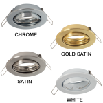 White Chrome Gold Or Satin Tilt Pressed Metal Downlighter 5 Pack – DL067