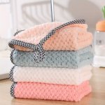 5PCS Thickened Coral Velvet Dish Cloths Towels Soft Absorbent Towels Strong Stain Removal Scouring Pads Reusable Machine Washabl