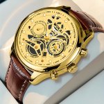 Men's Fashion Quartz Watch - Business Style With Faux Leather Strap Stopwatch Feature Non-waterproof