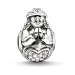 Silver White Cubic Zirconia Angel Bead