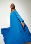 Pleated Maxi Kaftan Dress - Cobalt