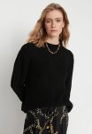 Soft Texture Wide Pattern Knitwear Sweater - Black