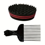Magic Twist And Curl Sponge Brush And Free Hair Pick Comb Afro Braid Style Dreadlock Coils Wave Hair Curl Sponge Brush And Steel