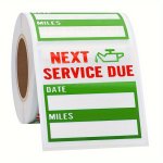 Next Service Due Oil Change Labels - 51X51MM 5.08X5.08 Cm 200 Labels Per Roll Transparent Pet Material Office Supplies