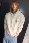 Motif-front Hoodie - Beige & White