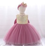 Gold Dusty Pink Special Occasions Dress With Headband