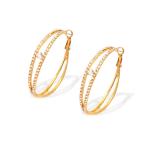 Goldair Gold Tone Hoops With Clear Crystals