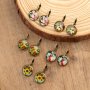 Rose Sunflower Print Retro Round Earrings Copper Jewelry Female Trendy Gift Daily Wear Accessories