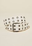 Elsie Eyelet Belt - White & Metal Silver