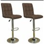 Brown Imprezza Faux Leather Barstools With Gear Lift And Swivel Function- Set Of 2