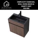 Simplicity Charcoal Wall Hung Basin & Vanity Unit - 550MM
