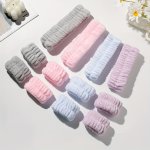 3PCS SET Spa Headband Wristband Set Solid Color Makeup Headband Soft Coral Fleece Wristband Beauty Tools
