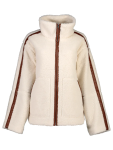 Cream Frosted Fleece Jacket Brown Trim - XS Natural
