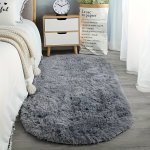 Soft Plush Oval Area Rug - Solid Color Polyester Fiber Perfect For Bedroom Living Room And Hotel Decor