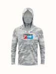 Men's Camouflage Print Hooded T-Shirt For Outdoor Sports Fishing Running Hoodies With Face Cover Sun Protection