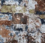 Printed Velvet Suede Upholstery Fabric Rust Blue