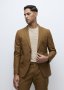 Tobacco Slim Fit Linen Blend Suit Jacket