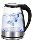 2L Glass Electric Kettle With Blue LED Indicator Borosilicate Glass Bpa-free Steam Induction 360 Degree Cordless Swivel Base