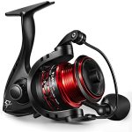 Piscifun Flame Spinning Reels Lightweight 9+1BB Ultra Smooth Spinning Fishing Reels Carbon Fiber 19.8LBS Max Drag 500 Red