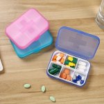 Compact 6-COMPARTMENT Travel Pill Organizer - Transparent Moisture-proof & Portable Medicine Case