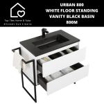 Urban 800 White Floor Standing Vanity Black Basin - 800M