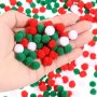 600PCS Christmas Pom Poms Set - 1CM Colorful Red Green & White Assorted Fabric Balls For Diy Decorations And Crafts