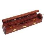 Ananta Handmade Wooden Box Incense & Cone Burner & Holder With Brass Inlay