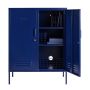 Steel Swing Door Sideboard Midi Storage Cabinet Cupboard Locker - Navy Blue