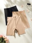 3PCS Solid High Waist Seamless Boyshorts Simple Comfy Breathable Stretchy Intimates Boxer Shorts Women's Lingerie & Underwear