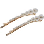 Bridal Hair Pins With Double Row Small To Large Pearls 2 Pieces
