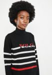 Polo Wmn Stripe Branded Long Sleeve Sweater - Black