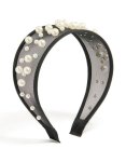 Black Wide Mesh Pearl Headband