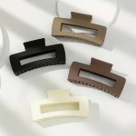 Elegant 4PCS Set Square Frosted Hair Clips For Women - Solid Color Acrylic Fashion Accessories Perfect For Casual Attire