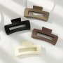 Elegant 4pcs Set Square Frosted Hair Clips For Women - Solid Color Acrylic Fashion Accessories Perfect For Casual Attire