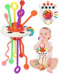 Yetonamr Baby Sensory Montessori Toys For 6-12-18 Months Pull String Silicone Teething Toy Toddler Birthday Gift Travel Toy For