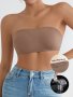 Solid Seamless Anti Slip Wireless Bandeau Simple Comfy Push Up Bra Women's Lingerie & Underwear