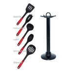 Snappy Chef Black Nylon 5 Piece Utensil Set - SCUS005