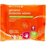 Clicks Kids General Purpose Wipes Orange 15 Wipes