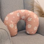 Boho Checkered Daisy Terracotta Pink Feeding Pillow Cover Floral