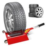Portable Effortless Tire Jack Tool With Roller Plate And Ramp Removable Handle With Screw Roller Plate + Separate Ramp Version