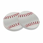 Ofloral White Baseball Coasters For Drinks Outdoor Sport Game Classic Cups Place Mats For Home Decor Set Of 2 4 Inch