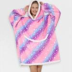 Adults Pink And Purple Oversized Plush Blanket Hoodie