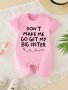 Dont Make Me Go Get My Big Sister" Letter Print Summer Short-sleeved Infant And Toddler Four-corner Romper Jumpsuit Soft Comfortable And Breathable Baby Clothes