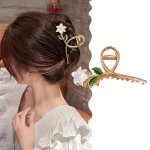 1PC Metal Flower Hair Claw Clip Non-slip Strong Hold Grip Hair Jaw Clip For Thick Hair Accessories