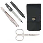 3 Swords Manicure & Pedicure Set: 4 Piece Extra-fine Quality Set In Black Faux Leather Case 56777 Fn