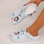 Cute Cartoon Nurse Print Slides Casual Slip On Quick Drying Shoes Comfortable Indoor Home Shoes